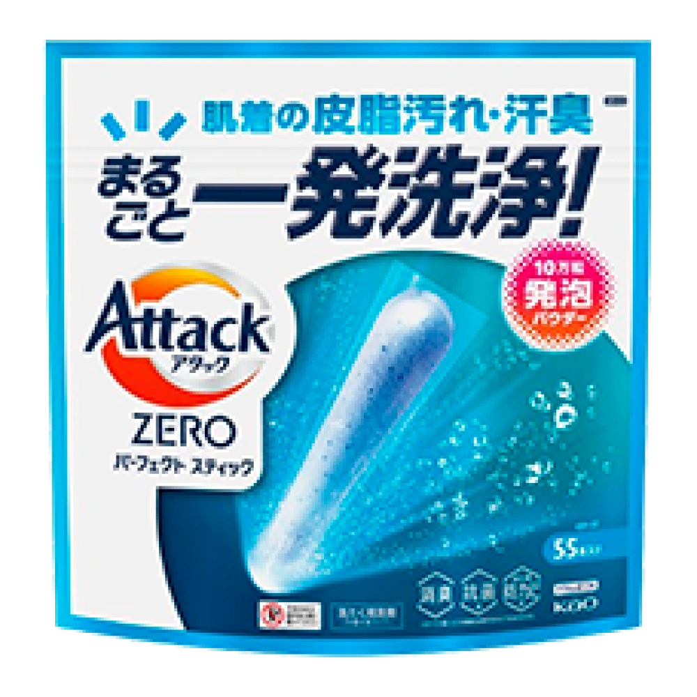 Стиральный порошок в стиках “Attack ZERO Perfect Stick”, 55 шт.