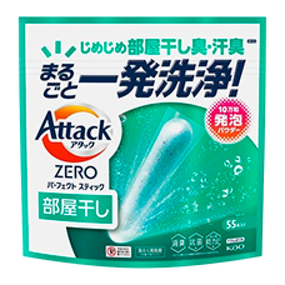 Стиральный порошок в стиках для сушки в помещении “Attack ZERO Perfect Stick”, 55 шт.