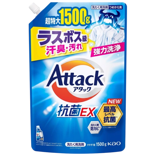 Тер иісіне қарсы кір жуу гелі «Attack Antibacterial EX» Kao, 1,5 кг (қосалқы блок)