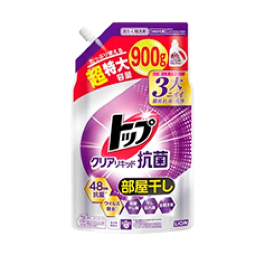 48 сағаттық антибактериялық әсері бар сұйық кір жуу құралы "Top Clear Liquid Antibacterial", 900 г (Қайта толтыру блогы)