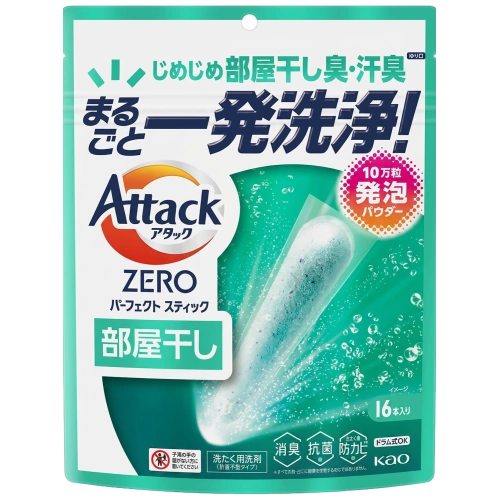Кір жууға арналған стик ұнтағы — үйде кептіруге арналған “Attack ZERO Perfect Stick”, 16 дана.