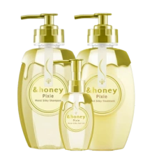 Набор шампунь + тритмент + масло для увлажнения и гладкости волос "Pixie Moist Silky", 440 мл. + 440 гр. + 100 мл.