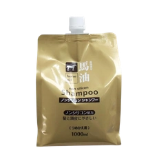 Шампунь без силикона с конским маслом и маслом камелии "Kumano", 1000 мл. (Запасной блок)