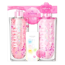 Набор (шампунь + кондиционер+ маска-пробник) с ароматом сакуры "ululis Sakura Kirameki" 340 мл. + 335 мл. + 10 мл.