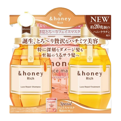 Зақымданған шашқа жиынтық «&honey Rich Luxe Repair»: сусабын 440 мл + тритмент 440 г + 7 маска