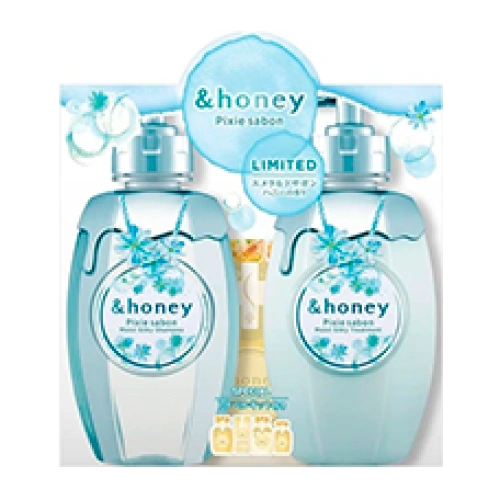 Жиынтық (шампунь + тритмент + үлгілер) «&Honey Pixie Savon», 440 мл. + 440 мл. + 10 мл. + 8 мл. + 10 мл. + 3 мл.