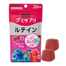 Жевательная добавка с лютеином 10 мг + коллаген 300 мг, со вкусом лесных ягод «UHA Gummy Supplement», курс на 20 дней