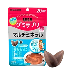 Жевательная добавка с мультиминералами + коллаген 300 мг, со вкусом какао «UHA Gummy Supplement», 20 дней