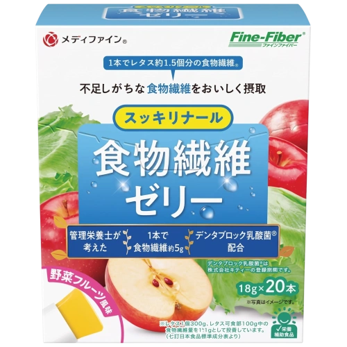 Талшық пен лактобактериялар қосылған желе «Sukkirinaru Fiber Jelly» FINE JAPAN, 18 г × 20 дана