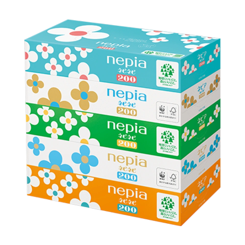 Салфетки бумажные 2-слойные "Nepinepi Tissue", 200 пар (400 листов) x 5 шт.