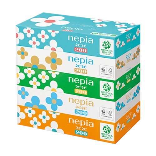 2 қабатты қағаз майлықтар "Nepinepi Tissue", 200 жұп (400 парақ) x 5 дана