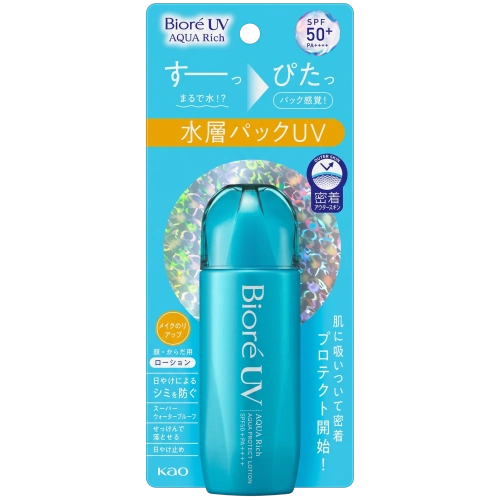 Biore UV Aqua Rich Aqua Protect Lotion SPF50+ PA++++ күннен қорғайтын лосьон, бет пен денеге арналған, KAO, 70 мл
