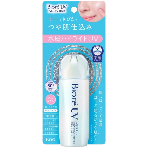 Biore UV Aqua Rich Aqua Highlight Lotion SPF50+ PA++++ бет пен денеге арналған суға төзімді күннен қорғайтын лосьон-хайлайтер, KAO, 70 мл