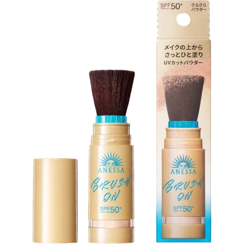Кистьпен бірге суға төзімді күннен қорғайтын пудра SPF50+/PA++++ “Anessa Perfect UV Brush On Powder” SHISEIDO, 3 гр.