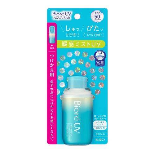 "Biore UV Aqua Rich Watery Gel SPF50+" — бет пен денеге арналған күннен қорғайтын, суға төзімді мист, 60 мл. 60 мл (ауыстырмалы блок)