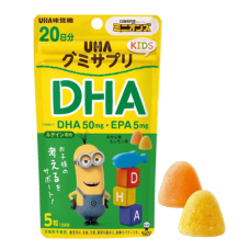 Детские жевательные витамины со вкусом лимона и мандарина "UHA KIDS - DHA / EPA и лютеин", курс на 20 дней