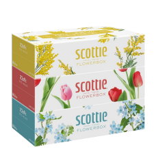 Салфетки "Scottie  Tissue Flower Box", 250 пар (500 листов) x 3 шт.